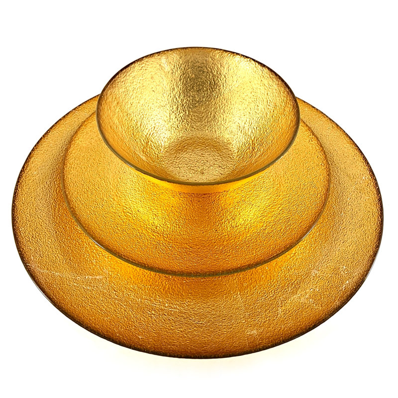Handmade Gold Gilded Glass Dinnerware Set - Service for 4
