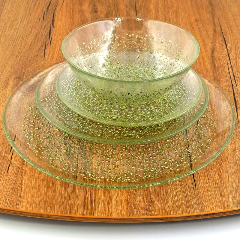Clear and Gold Glass Dinnerware Set - Service for 4