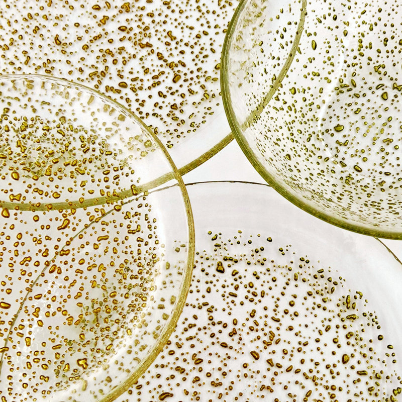 Clear and Gold Glass Dinnerware Set - Service for 4