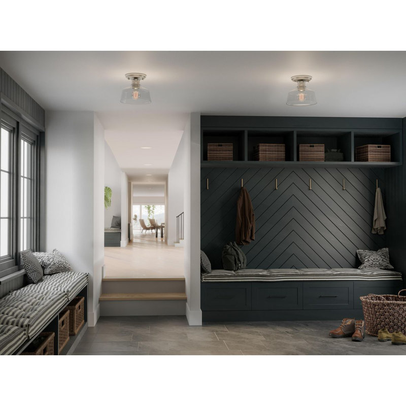 Brushed Nickel Glass Semi-Flush Mount Light