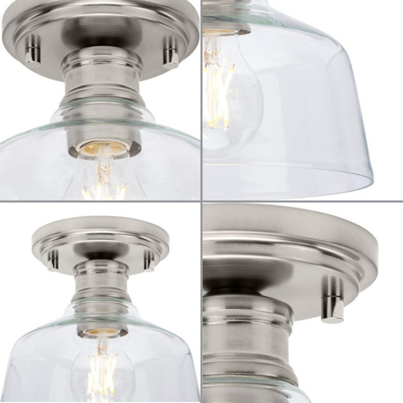 Brushed Nickel Glass Semi-Flush Mount Light