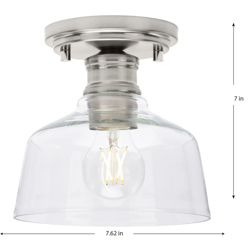 Brushed Nickel Glass Semi-Flush Mount Light
