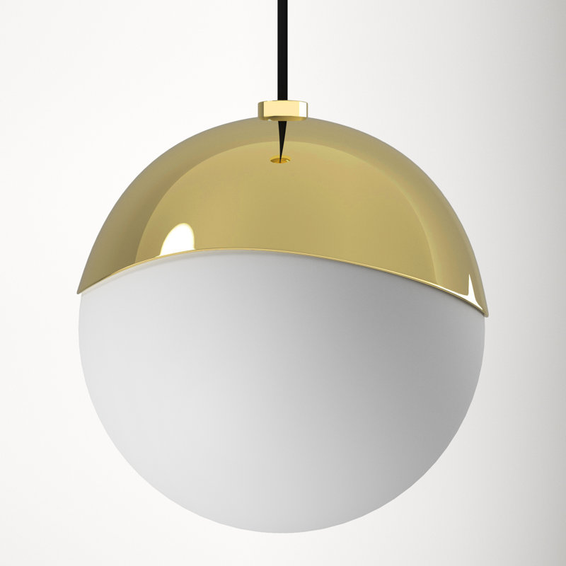 Polished Brass and Frosted Glass Globe Pendant Light
