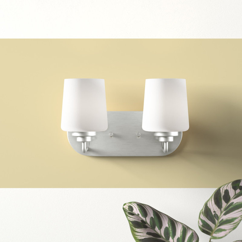 Windom 2-Light Brushed Nickel Vanity with Etched Opal Glass