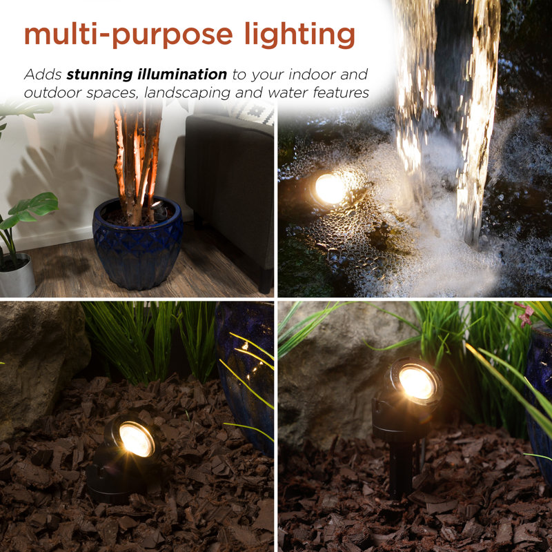 Black Plastic Outdoor Corded Landscape Spotlight with Colored Lenses