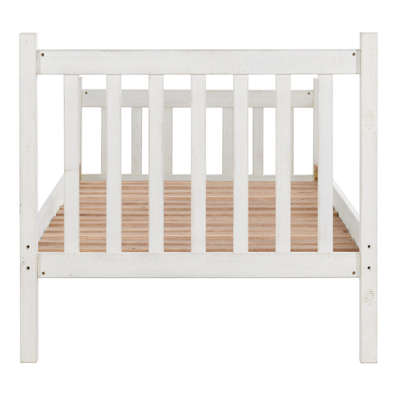 Windsor Twin Driftwood White Pine Wood Bed with Headboard