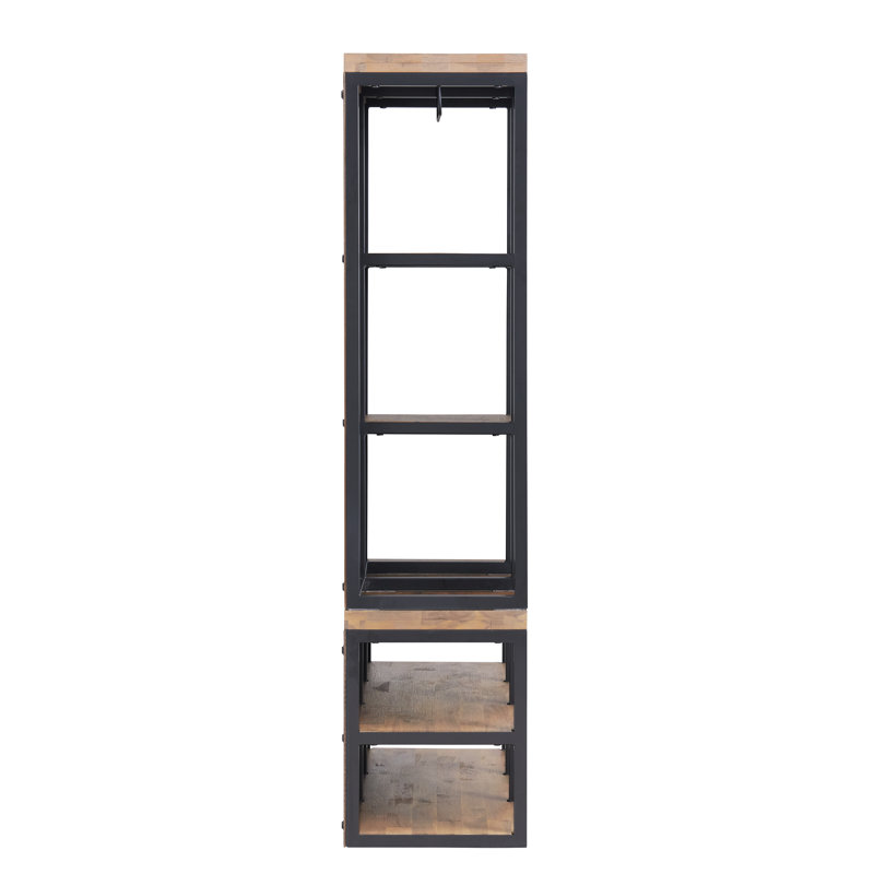 Lloyd 60" Industrial Acacia Wood & Metal Hall Tree with Bench