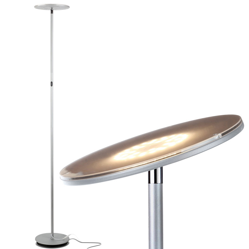 Sky Touch 63" Platinum Silver Adjustable LED Torchiere Floor Lamp