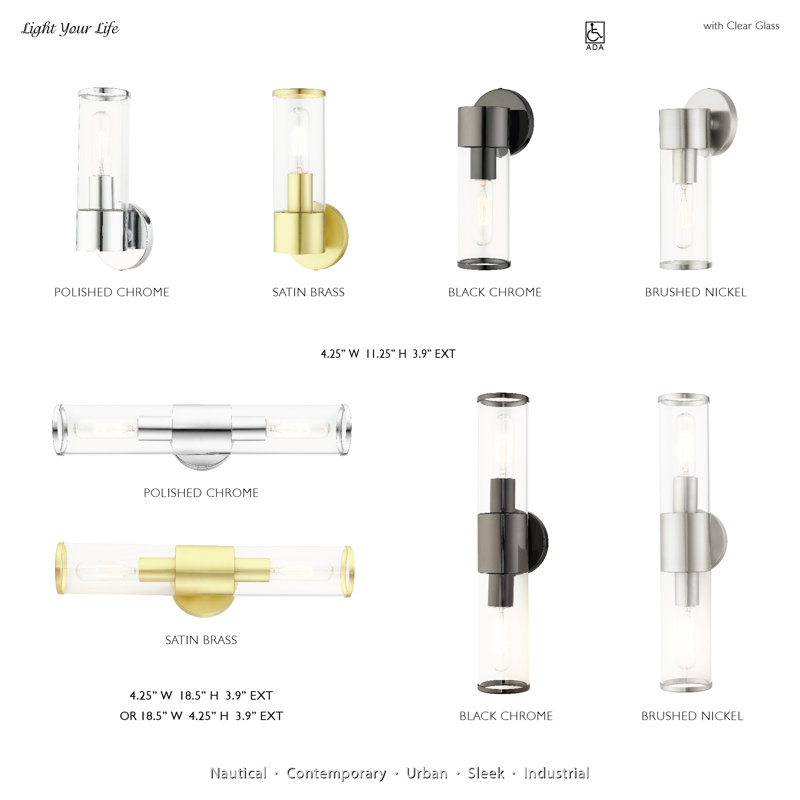 Bancroft 2-Light Vanity in Polished Chrome with Clear Glass