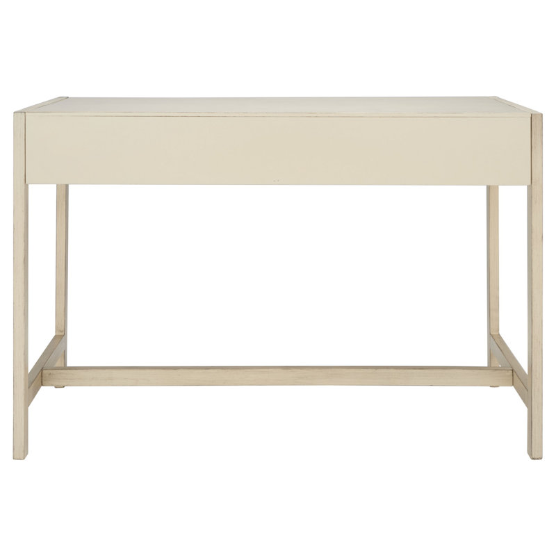 Antique White 46'' Matte Finish Writing Desk with Dual Drawers
