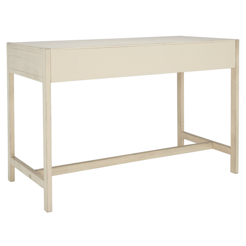Antique White 46'' Matte Finish Writing Desk with Dual Drawers