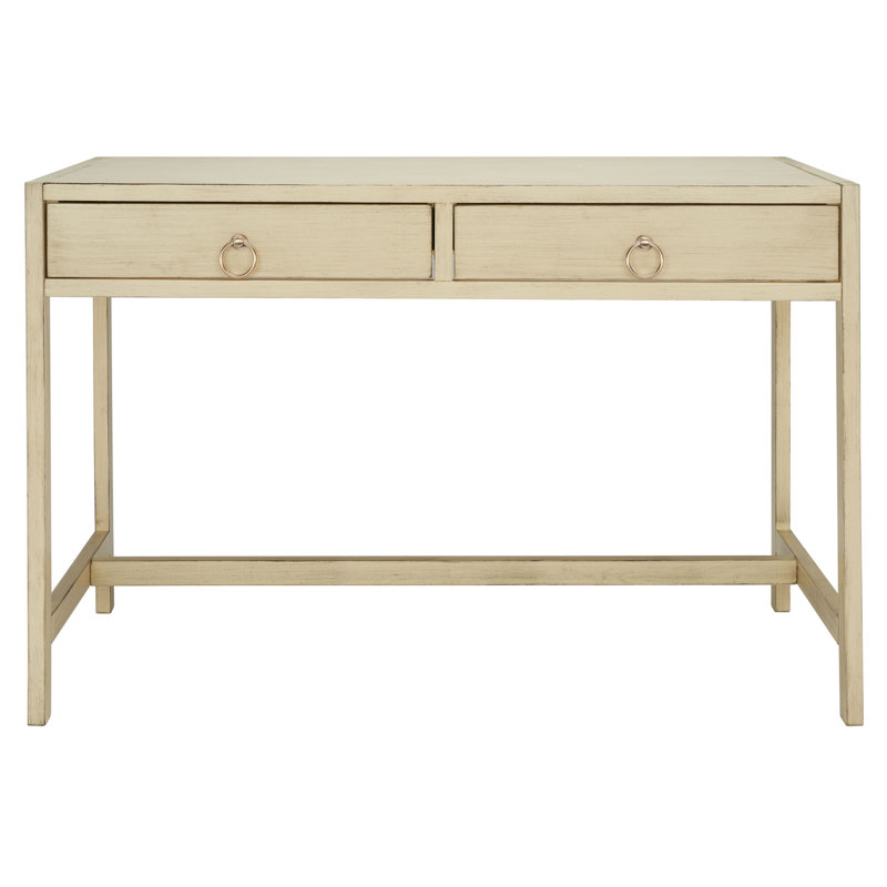 Antique White 46'' Matte Finish Writing Desk with Dual Drawers