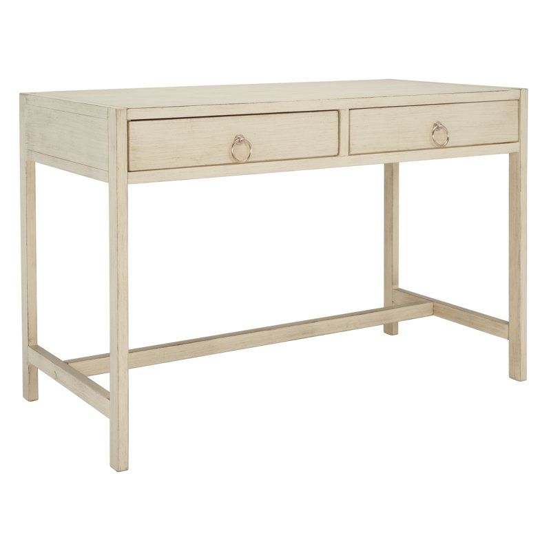 Antique White 46'' Matte Finish Writing Desk with Dual Drawers