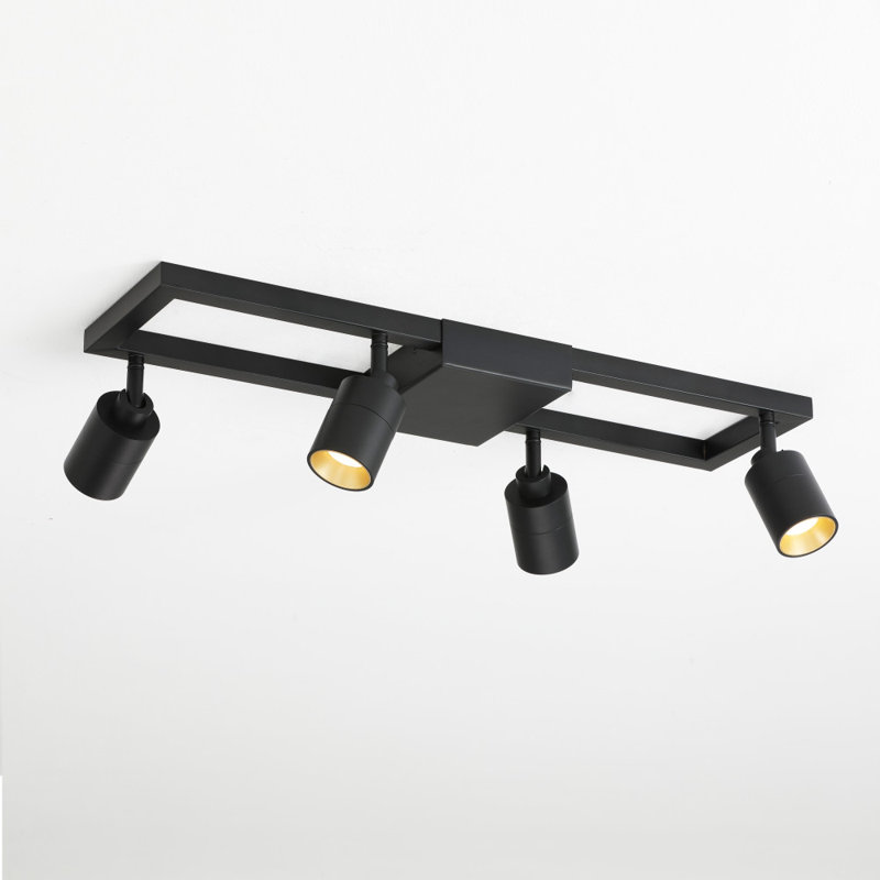 Shura Modern Black and Gold 4-Light LED Track Lighting Kit