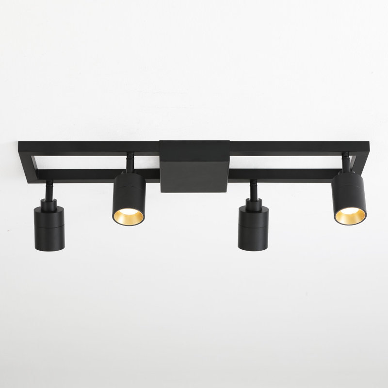 Shura Modern Black and Gold 4-Light LED Track Lighting Kit