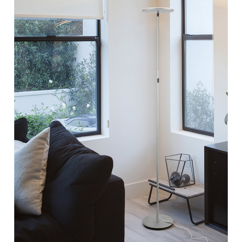 Sky Touch 63" Platinum Silver Adjustable LED Torchiere Floor Lamp