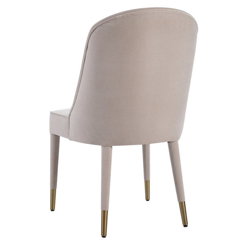 Cream Velvet Upholstered Parsons Side Chair with Metal Legs