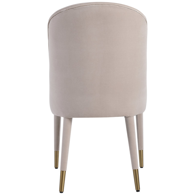 Cream Velvet Upholstered Parsons Side Chair with Metal Legs