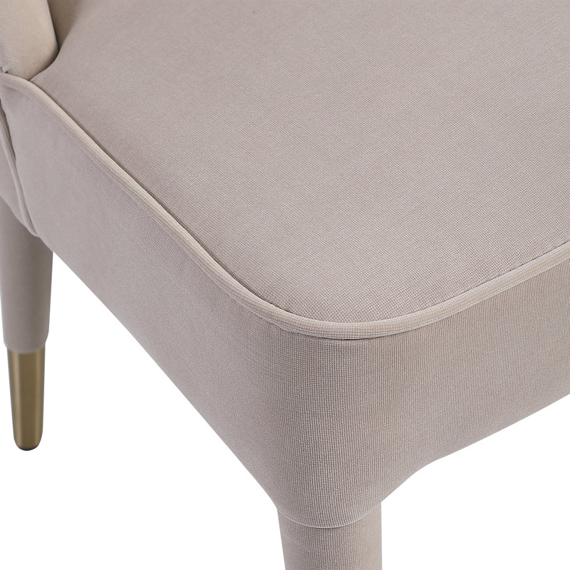 Cream Velvet Upholstered Parsons Side Chair with Metal Legs