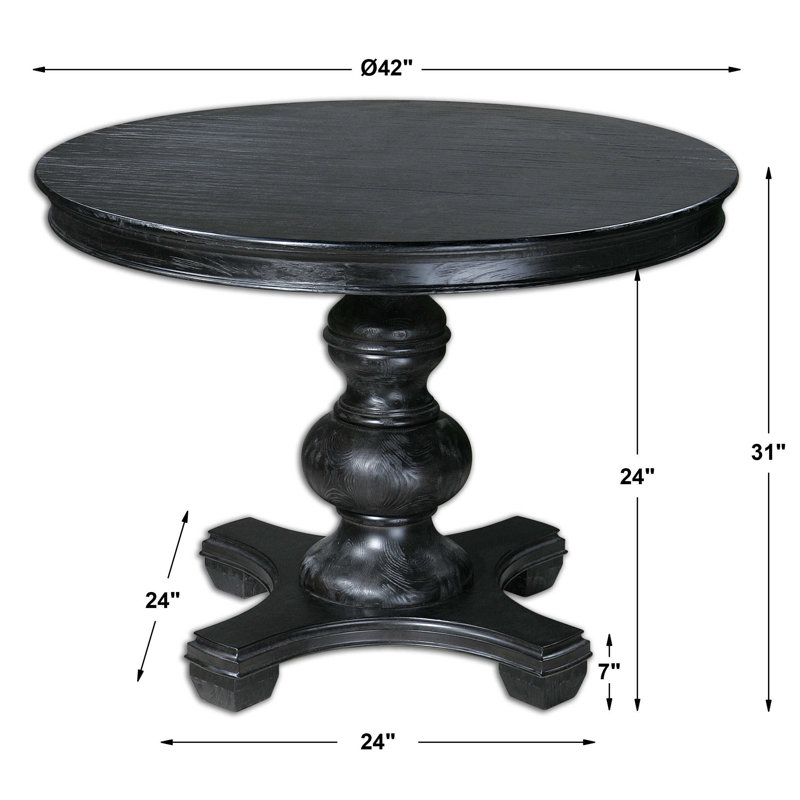 Elegant Brynmore 42" Satin Black Solid Wood Round Dining Table