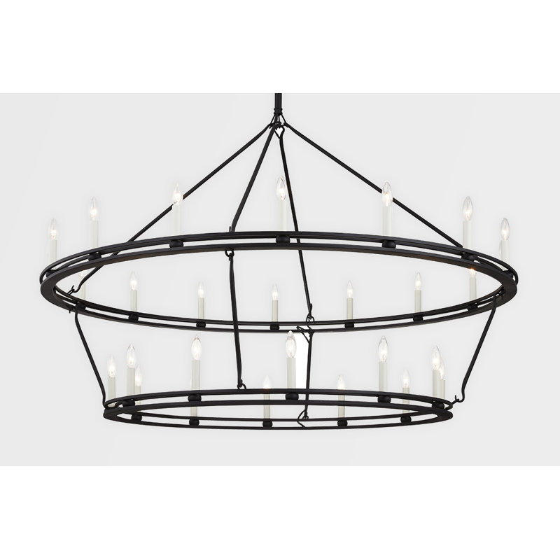 Sutton 28-Light Textured Black Outdoor Chandelier