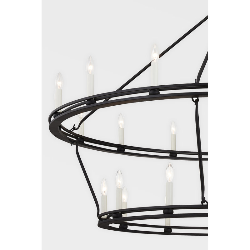 Sutton 28-Light Textured Black Outdoor Chandelier