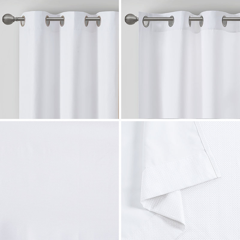 White Basketweave Room Darkening Curtain Panel Pair