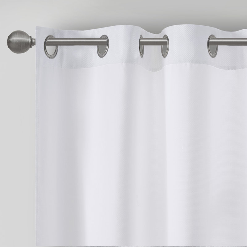 White Basketweave Room Darkening Curtain Panel Pair