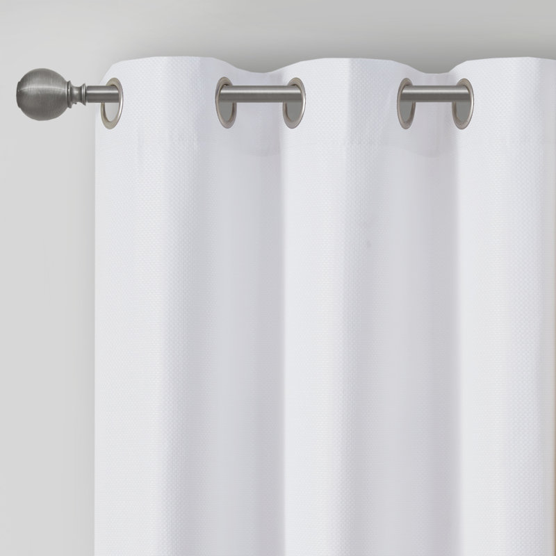 White Basketweave Room Darkening Curtain Panel Pair