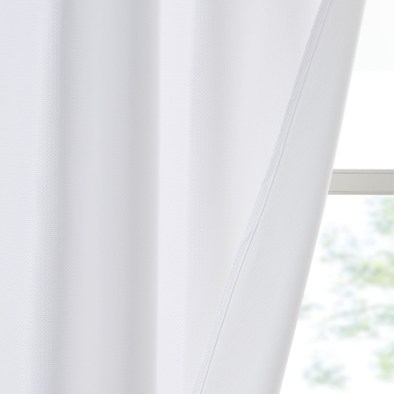 White Basketweave Room Darkening Curtain Panel Pair