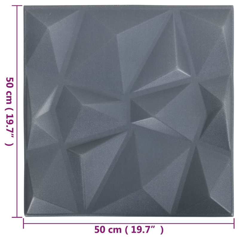 Diamond Gray 3D Textured Wall Panels 19.7" x 19.7" (24 Pack)