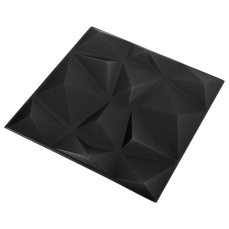 19.7" x 19.7" Diamond Black 3D Textured Wall Panels (12 Pack)
