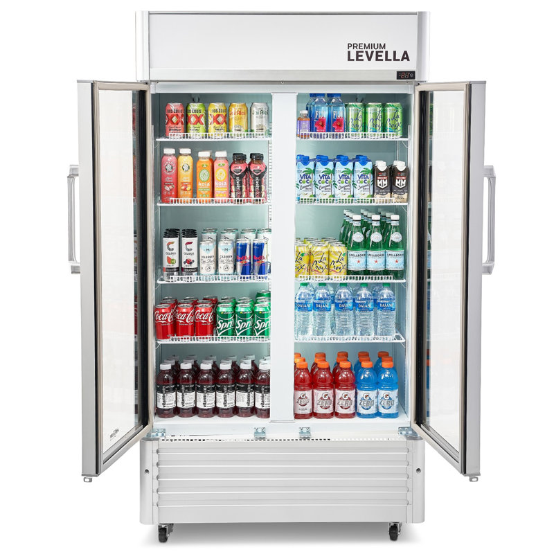 Premium 73'' Silver Smart Upright Double Glass Door Refrigerator