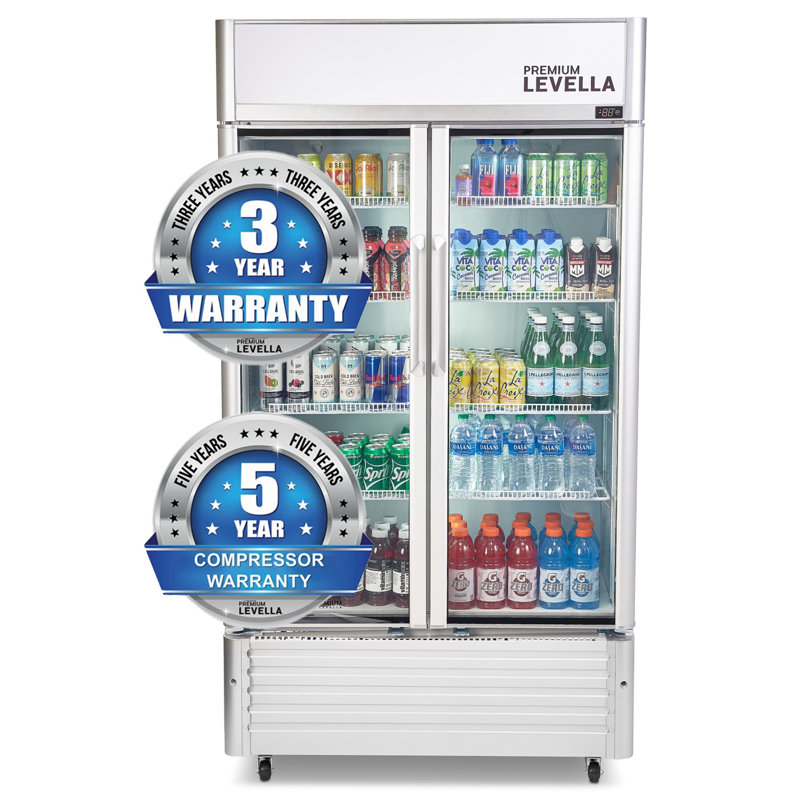 Premium 73'' Silver Smart Upright Double Glass Door Refrigerator