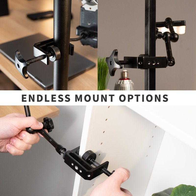 Black Aluminum Universal Desktop Mount Clamps, Set of 2