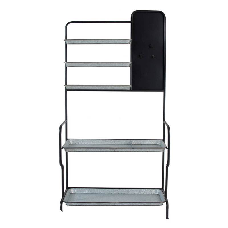Baese Matte Black and Galvanized Silver Multi-Purpose Etagere Bookcase
