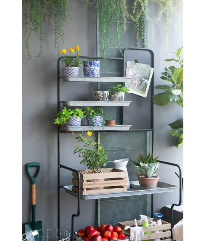 Baese Matte Black and Galvanized Silver Multi-Purpose Etagere Bookcase