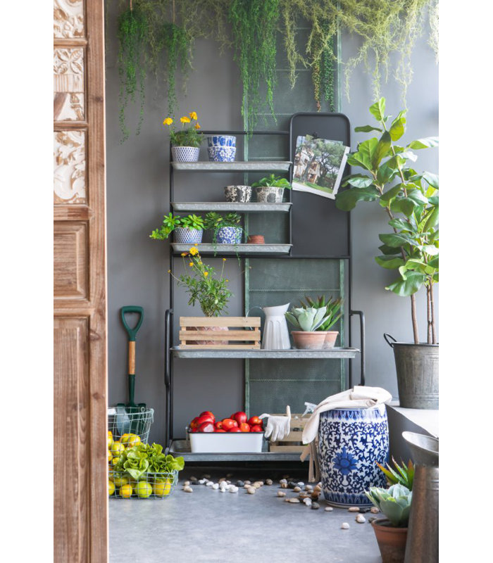Baese Matte Black and Galvanized Silver Multi-Purpose Etagere Bookcase