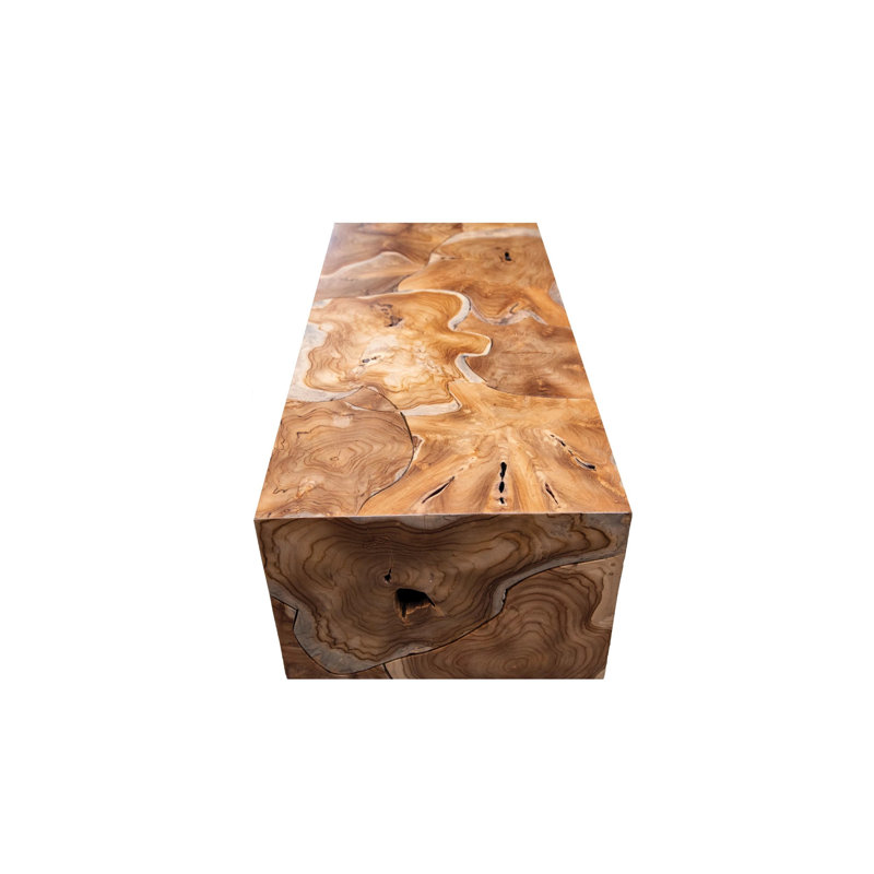 Rustic Teak Root Rectangular Coffee Table with Natural Finish