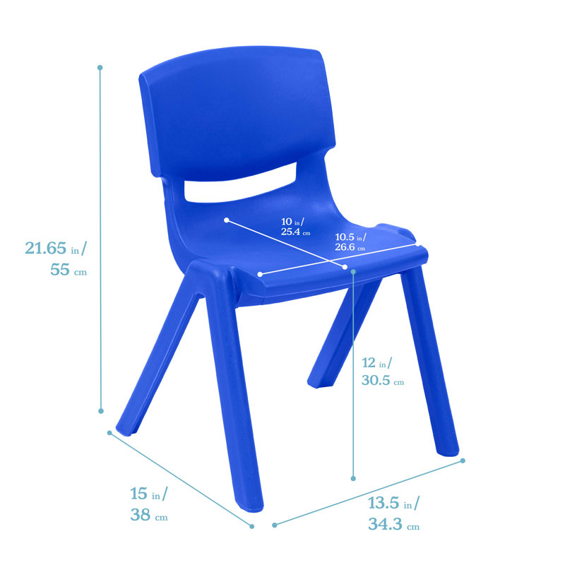 Bright Blue Ergonomic Plastic Stackable School Chair 4-Pack