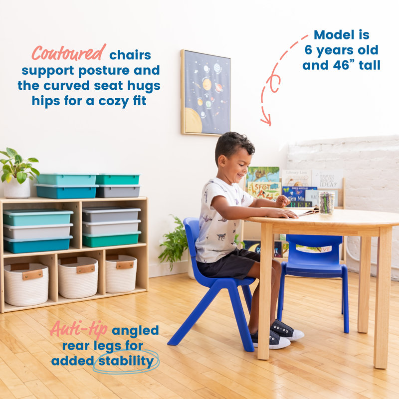 Bright Blue Ergonomic Plastic Stackable School Chair 4-Pack