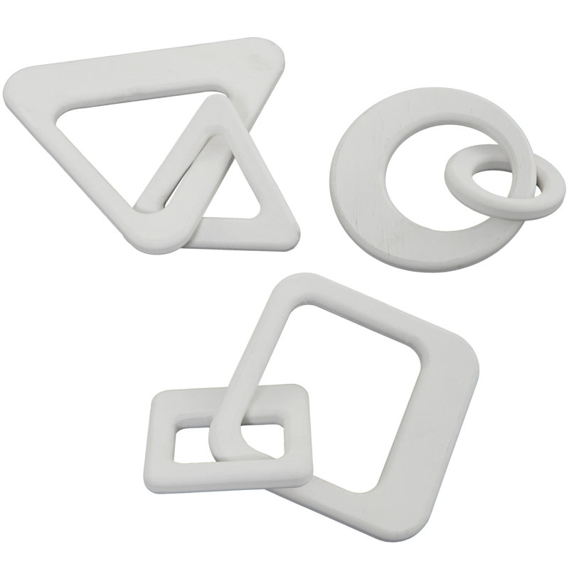 White Wood Geometric Sculptures Set of 3