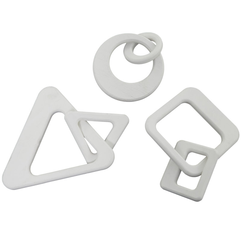 White Wood Geometric Sculptures Set of 3