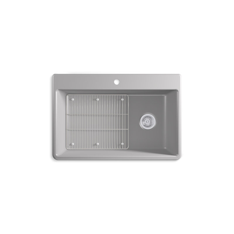 Matte Grey Cast Iron Rectangular Drop-In Kitchen Sink