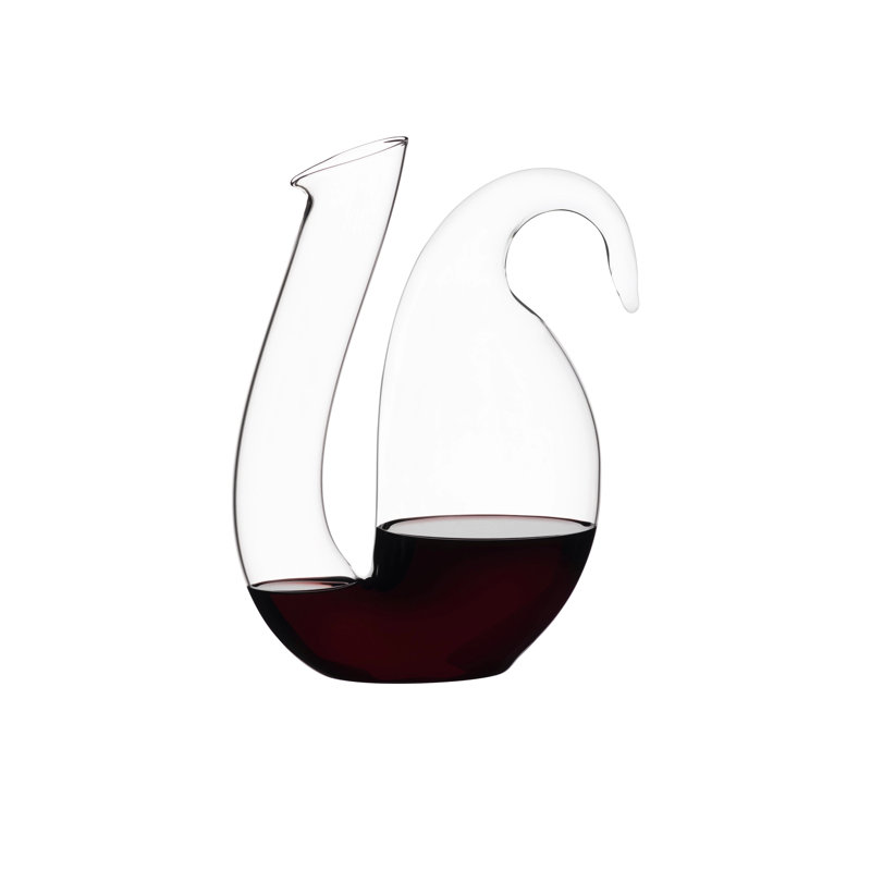Handmade Clear Crystal Glass Wine Decanter with Curled Handle
