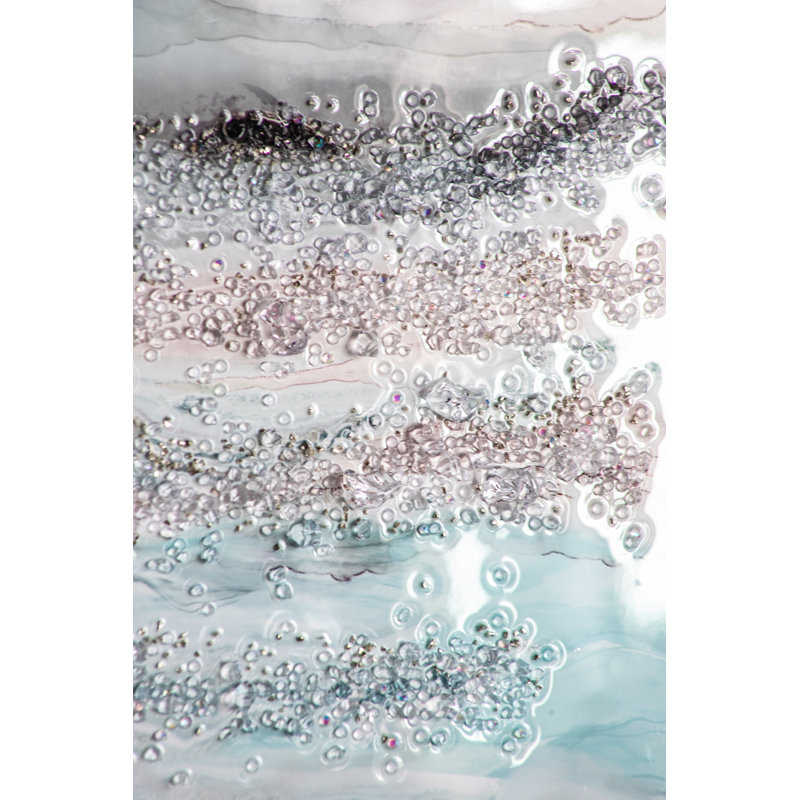 Aurora Crystal Mirror Framed Wall Art - Set Of 2 - 23.5" X 31.5" - Blue/White/Beige (Set of 2)