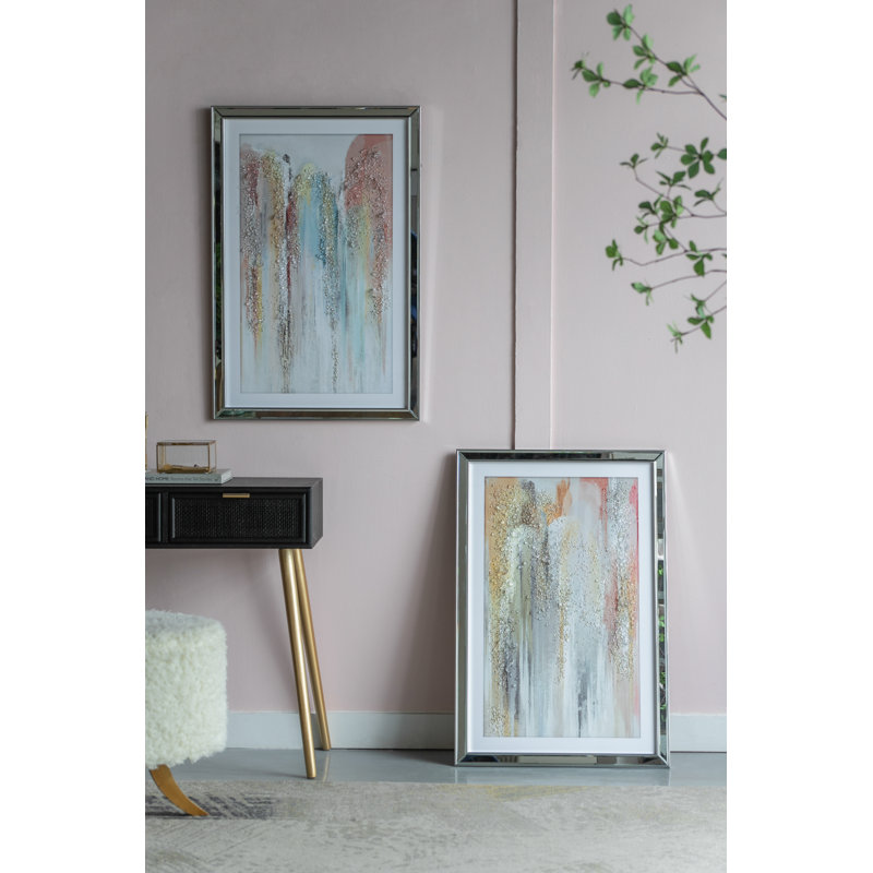 23.5"x35.5" Jennings Watercolor Cascade Crystal Mirror Framed Art Set