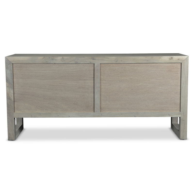 Sandblasted Grey Solid Acacia Wood 4-Door Buffet