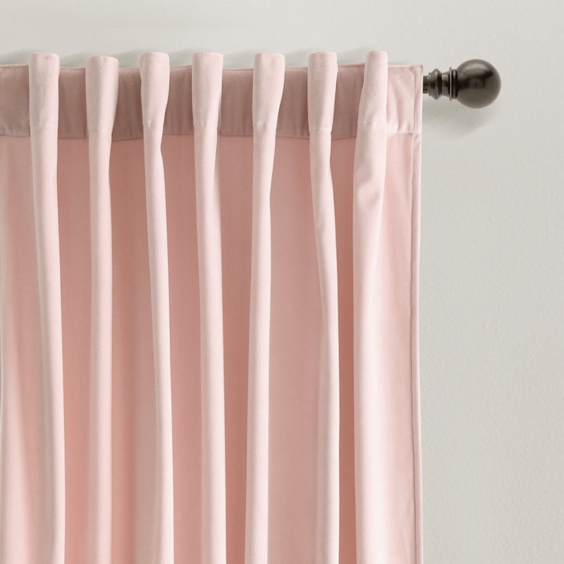 Blush Velvet Blackout Pleated Twin Curtains, 2-Piece Set