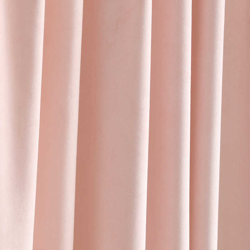Blush Velvet Blackout Pleated Twin Curtains, 2-Piece Set